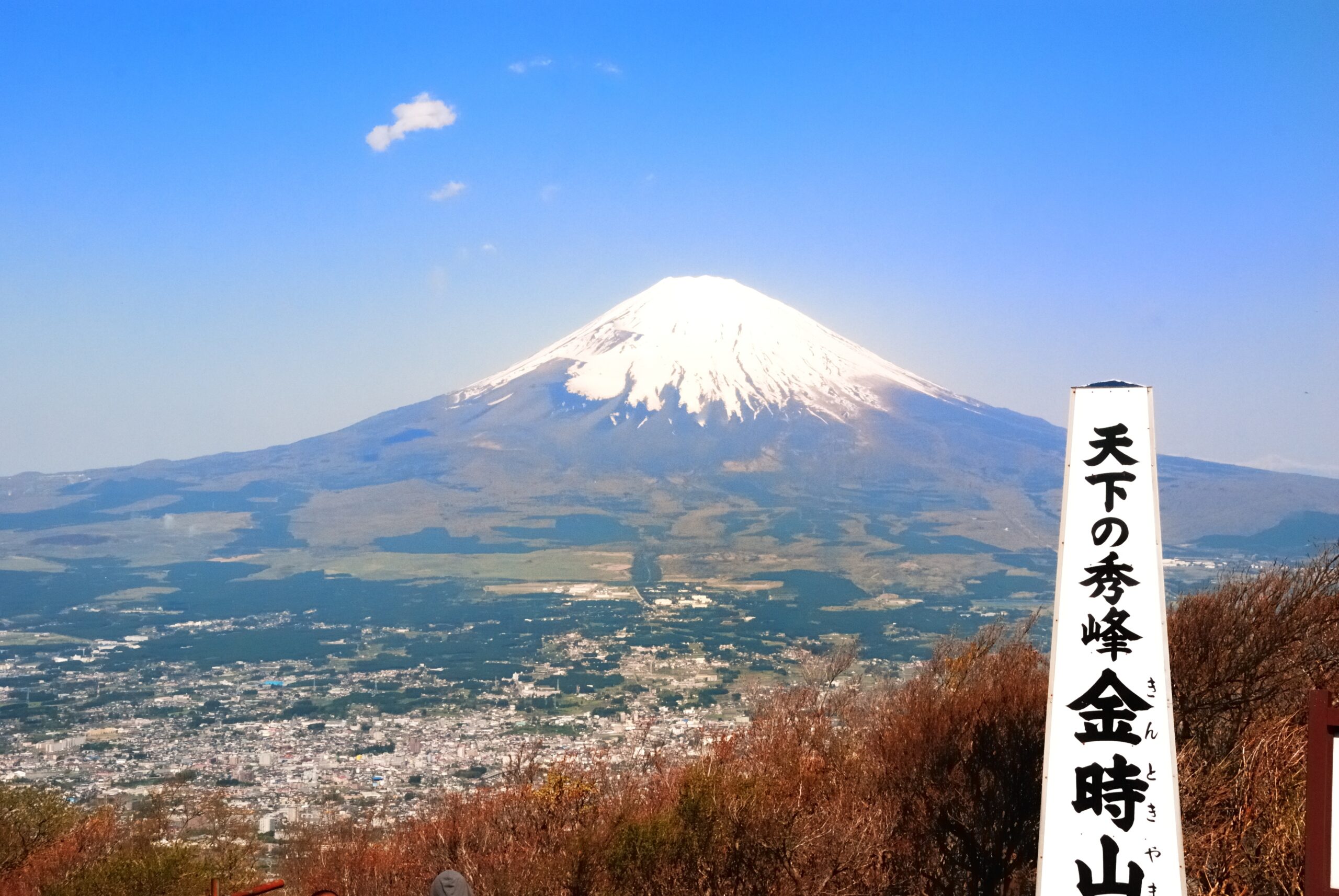 金時山山頂の茶屋と富士山 — 箱根の名峰からの眺望